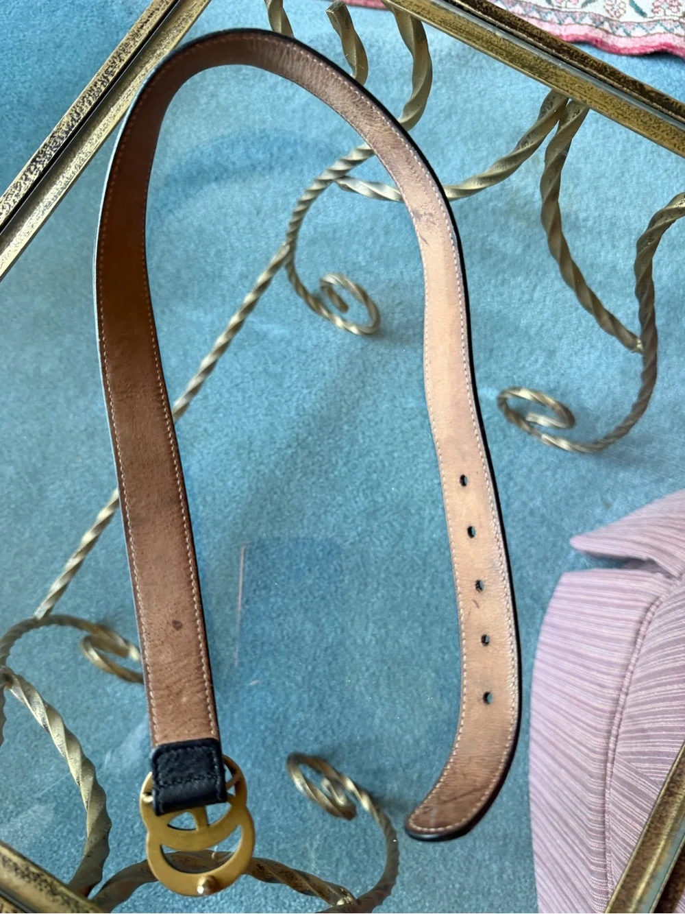 Gucci Black Leather Kids Belt with Gold Double G Buckle